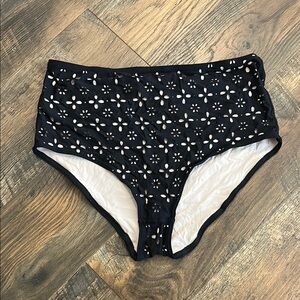 J. Crew Black and White Eyelet Bikini Bottoms